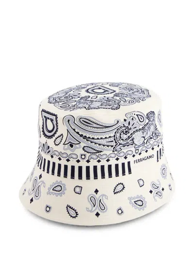 Ferragamo Geometric-print Bucket Hat In Multi