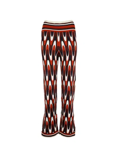 Pre-owned Ferragamo Geometric-print Knit Trousers In Red