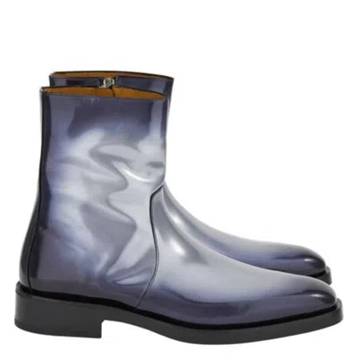 Ferragamo Gerald Leather Ankle Boots In Blue