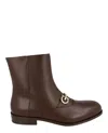 Ferragamo Geremia Gancini Ankle Boots In Brown
