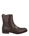 Ferragamo Geremia Gancini Ankle Boots In Brown
