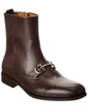 Ferragamo Geremia Gancini Leather Boots In Brown