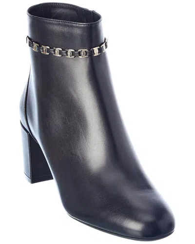 Ferragamo Ghila Leather Bootie In Blue