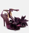 Ferragamo Ghilly Flower-detailed Leather Sandals In Burgundy