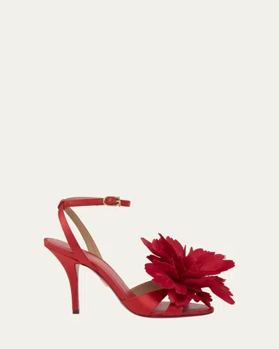 Ferragamo 90mm Flower-embellished High-heel Sandals In Red