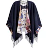 Ferragamo Cashmere And Silk Reversible Cape In Blue