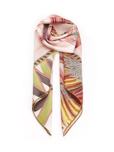 Ferragamo Giada Print Silk Scarf Scarves And Foulards Rose In Pink