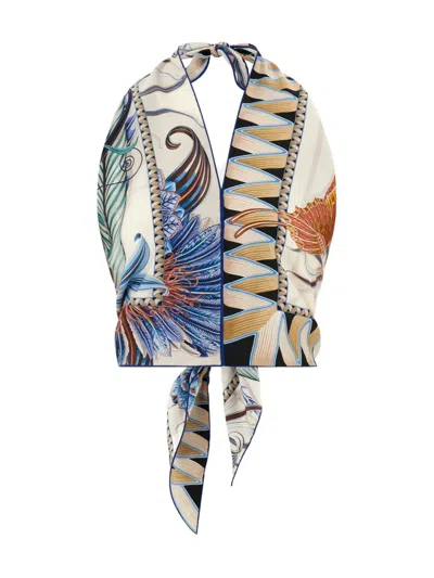 Ferragamo Giada Printed Halter-neck Top In Multi