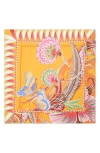 Ferragamo Giadafly Arancio Print Silk Foulard Scarf