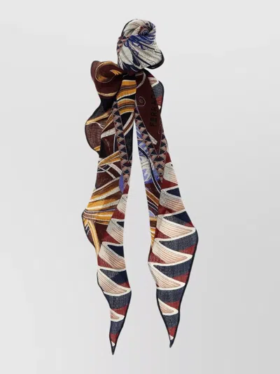 Ferragamo Giada Scarf Abstract Motif Lightweight Rectangle In Black