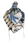 Ferragamo Giada Triangle Scarf Butterfly Motif Leaves In Multi