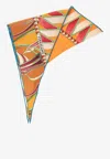 Ferragamo Giada Triangle Silk Scarf In Orange