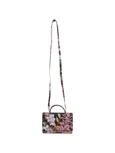 Pre-owned Ferragamo Giardino Floral-print Handbag In Black