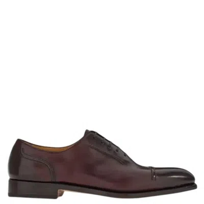 Ferragamo Giave Leather Oxford Shoes In Burgundy