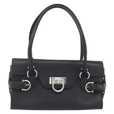 Pre-owned Ferragamo Gina Satchel Leather Leather Shoulder Bag Bag () In Black