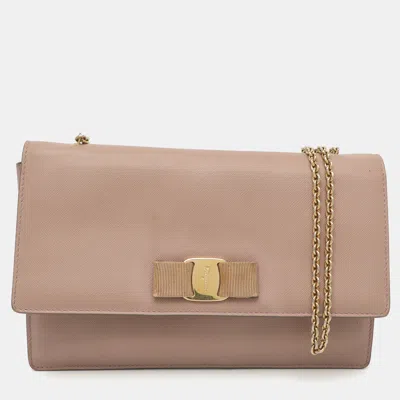 Pre-owned Ferragamo Ginny Blush Pink Leather Shoulder Bags