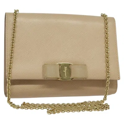 Pre-owned Ferragamo Ginny Crossbody Bag Leather Leather Shoulder Bag Bag () In Sand