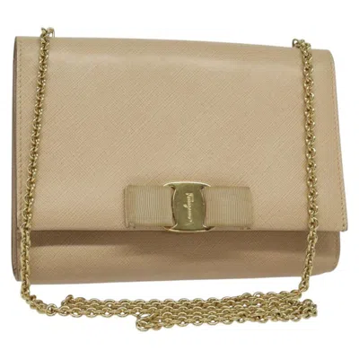 Pre-owned Ferragamo Ginny Crossbody Bag Leather Leather Shoulder Bag Bag () In Sand
