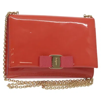 Pre-owned Ferragamo Ginny Crossbody Bag Patent Patent_leather Shoulder Bag Bag () In Orange