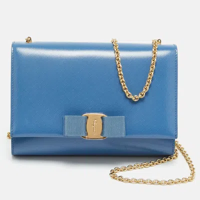 Pre-owned Ferragamo Ginny Light Blue Leather Shoulder Bag