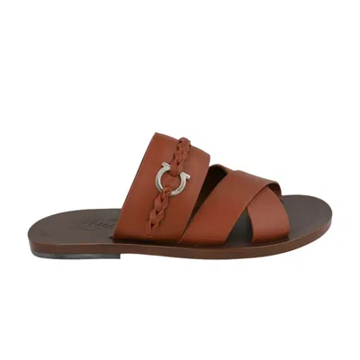 Pre-owned Ferragamo Giotto Leather Sandal 'brown' | Men's Size 6