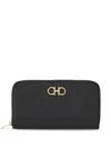 Ferragamo Continental Zip Around Gancini Wallet In Black