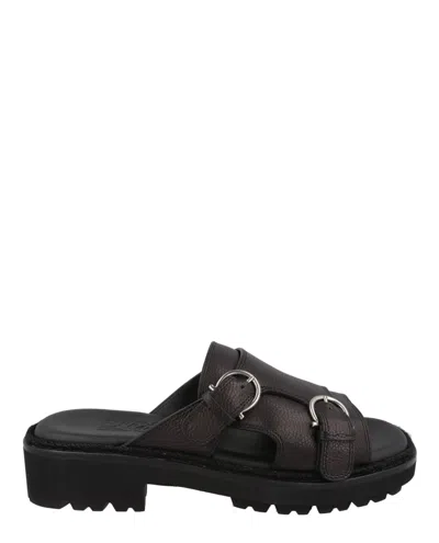 Ferragamo Girby Leather Slides In Black