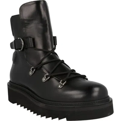 Ferragamo Giulio Lace-up Demi Boots In Black