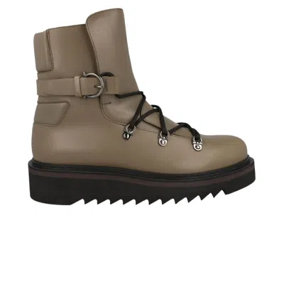 Pre-owned Ferragamo Giulio Lace-up Demi Boot 'black' | Tan | Men's Size 10 In Brown