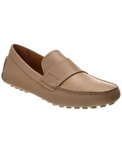 Ferragamo Giulito Leather Loafer In Beige