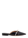 Ferragamo Giulye Mini Bow Leather Flat Mules In Black