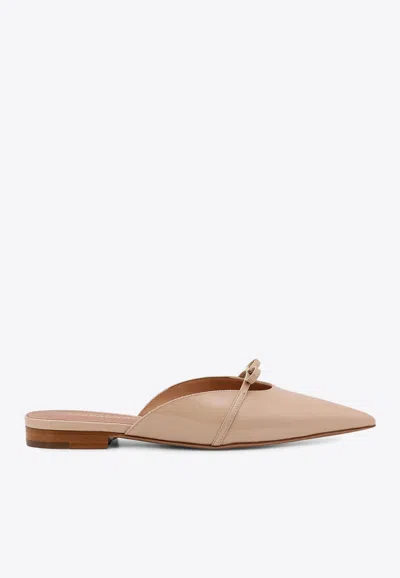 Ferragamo Giulye Mini Bow Pointed Flat Mules In Neutral