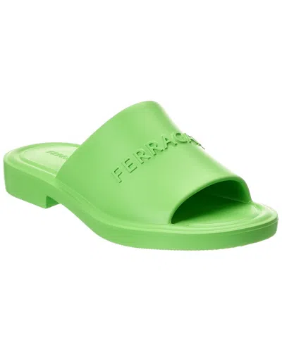 Ferragamo Giuneva 3d Logo Rubber Sandal In Green