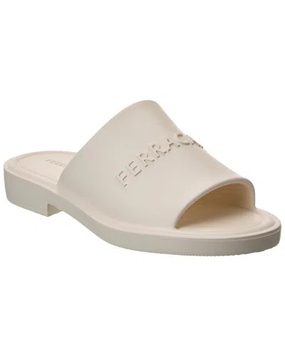 Ferragamo Giuneva 3d Logo Rubber Sandal In Neutral
