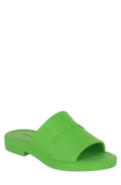 Ferragamo Giuneva Logo Embossed Slide Sandal In Green