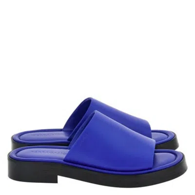 Ferragamo Giunone Leather Slide Sandals In Blue