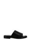 Ferragamo Crossover-strap Leather Slides In Nero