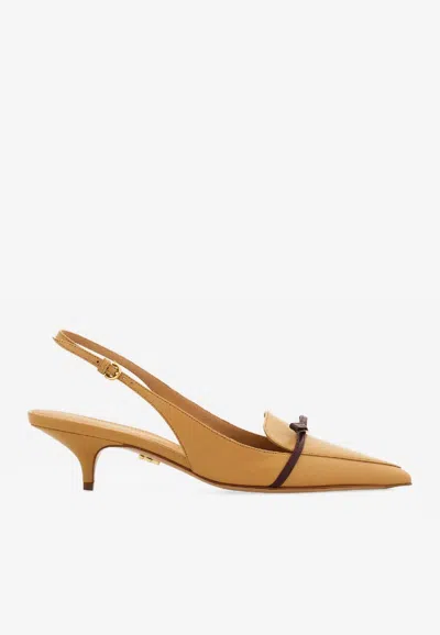 FERRAGAMO GIUSINA 40 SLINGBACK PUMPS WITH MINI BOW