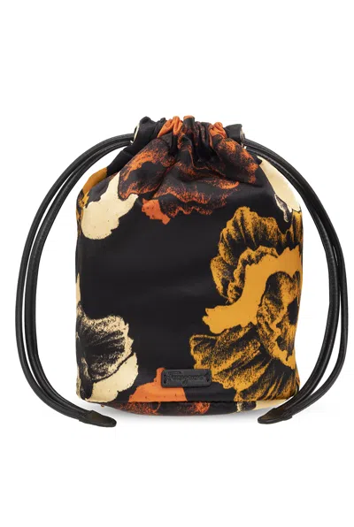Ferragamo Glam Flower Cage Pouch In ["black"]