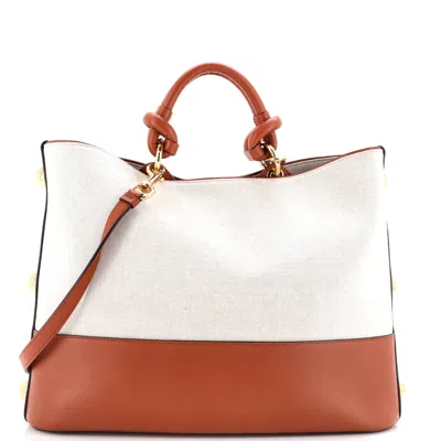 Ferragamo Glam Tote Bag Canvas And Leather In Brown