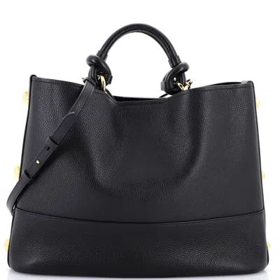 Ferragamo Glam Tote Bag Leather In Black