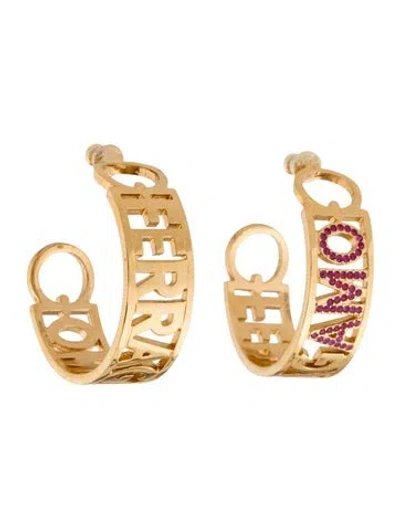 Pre-owned Ferragamo Glass Amo Hoop Earrings In Pink
