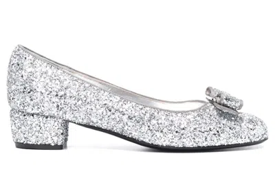 Pre-owned Ferragamo Glitterdetail Pumps (women's) Sneakers In Gray