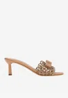 Ferragamo Glo Bow Cotton Mule Sandals In Beige