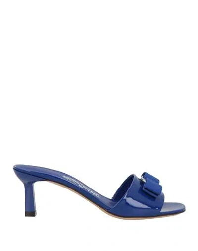 Ferragamo Glo 55 Woman Sandals Bright Blue Size 8 Leather
