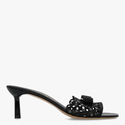 Ferragamo Glo Vara Lace Mules In Black