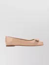 Ferragamo Glossy Ballet Flats With Delicate Bow In Neutral