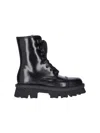 Ferragamo Glossy Black Leather Combat Boots In Black
