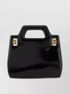 Ferragamo Glossy Finish Mini Handbag With Gold Hardware