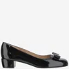 Ferragamo Vara Bow-embellished Patent-leather Pumps In Black
